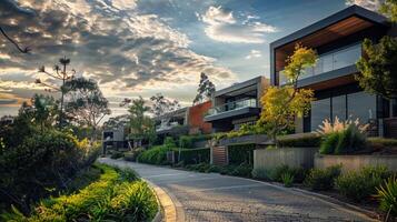 architecture and nature meet in this modern suburban photo