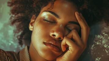 arrogante irritado afroamericano mujer cansado foto