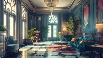 art deco luxury and stylish apartment interior photo