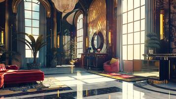 art deco luxury and stylish apartment interior photo