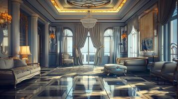 art deco luxury and stylish apartment interior photo