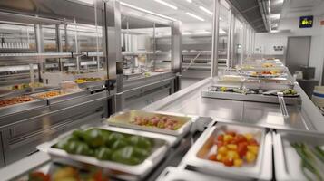 automated food production line with robotic mach photo