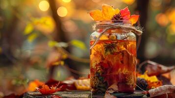 autumn celebration homemade gift a jar of colorful photo