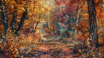 autumn forest multi colored leaves paint landscape photo