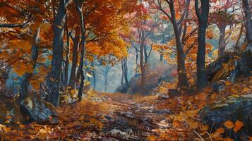 otoño bosque multi de colores hojas pintar paisaje foto