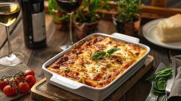 baked lasagna with gourmet italian bolognese photo
