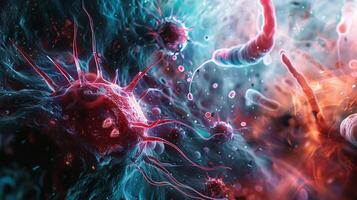 bacteria virus y cáncer célula magnificado resumen foto
