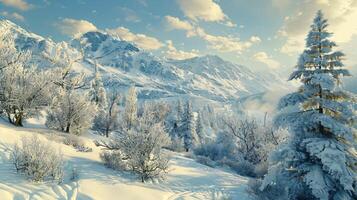 beautiful winter nature landscape amazing mountain photo