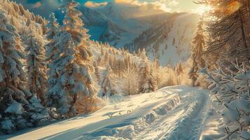 beautiful winter nature landscape amazing mountain photo