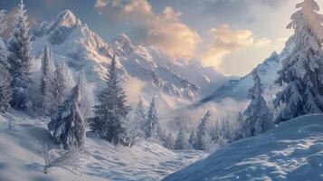 beautiful winter nature landscape amazing mountain photo