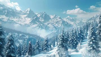 beautiful winter nature landscape amazing mountain photo