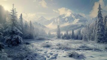 beautiful winter nature landscape amazing mountain photo