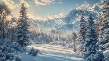 beautiful winter nature landscape amazing mountain photo