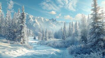 beautiful winter nature landscape amazing mountain photo