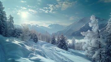 beautiful winter nature landscape amazing mountain photo