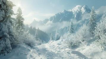 beautiful winter nature landscape amazing mountain photo