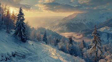 beautiful winter nature landscape amazing mountain photo