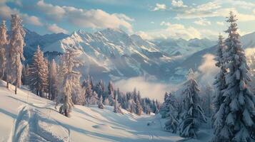 beautiful winter nature landscape amazing mountain photo