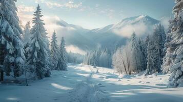 beautiful winter nature landscape amazing mountain photo