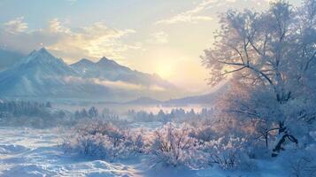 beautiful winter nature landscape amazing mountain photo