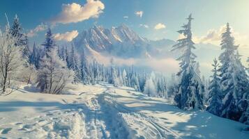 beautiful winter nature landscape amazing mountain photo