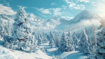 beautiful winter nature landscape amazing mountain photo