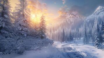 beautiful winter nature landscape amazing mountain photo