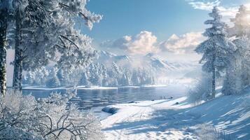 beautiful winter nature landscape amazing mountain photo