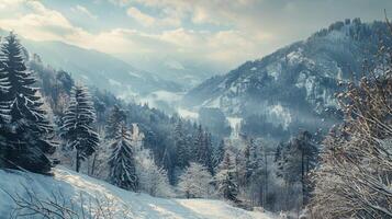 beautiful winter nature landscape amazing mountain photo