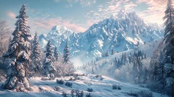 beautiful winter nature landscape amazing mountain photo