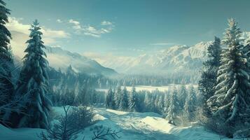 beautiful winter nature landscape amazing mountain photo