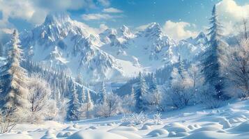 beautiful winter nature landscape amazing mountain photo