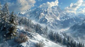 beautiful winter nature landscape amazing mountain photo