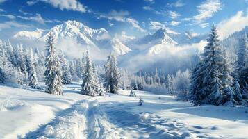 beautiful winter nature landscape amazing mountain photo