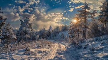 beautiful winter nature landscape amazing mountain photo