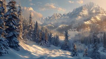 beautiful winter nature landscape amazing mountain photo