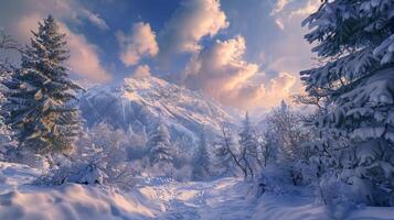 beautiful winter nature landscape amazing mountain photo