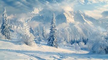 beautiful winter nature landscape amazing mountain photo