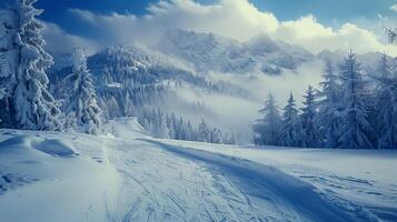 beautiful winter nature landscape amazing mountain photo