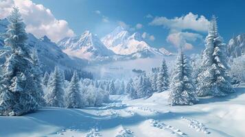 beautiful winter nature landscape amazing mountain photo