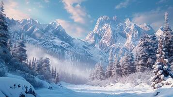 beautiful winter nature landscape amazing mountain photo