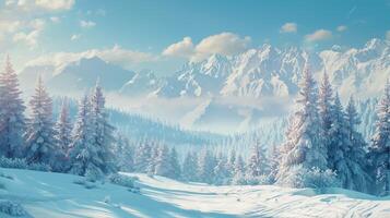 beautiful winter nature landscape amazing mountain photo