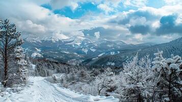 beautiful winter nature landscape amazing mountain photo