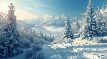 beautiful winter nature landscape amazing mountain photo