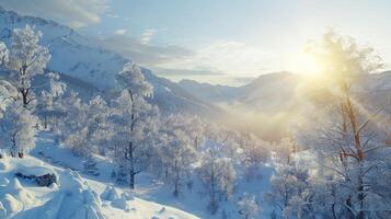 beautiful winter nature landscape amazing mountain photo