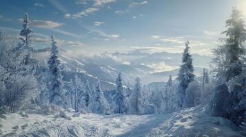 beautiful winter nature landscape amazing mountain photo