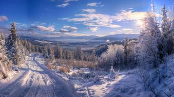 beautiful winter nature landscape amazing mountain photo