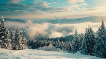 beautiful winter nature landscape amazing mountain photo