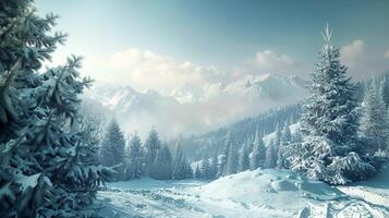 beautiful winter nature landscape amazing mountain photo