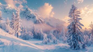 beautiful winter nature landscape amazing mountain photo